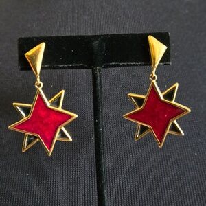 ✨ Rare 1980 Signed Yves Saint Laurent Red and Black Earrings - Signed YSL ✨